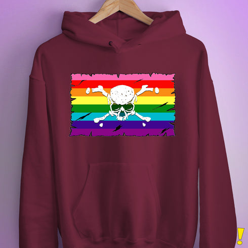 Gilbert Baker LGBTQ Pride Pirate Flag Hoodie - Maroon
